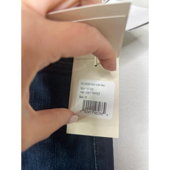 NWT Mother The Insider Crop Step Fray Raw-Cut Zip Denim Jeans Night Tripper - Picture 5 of 9